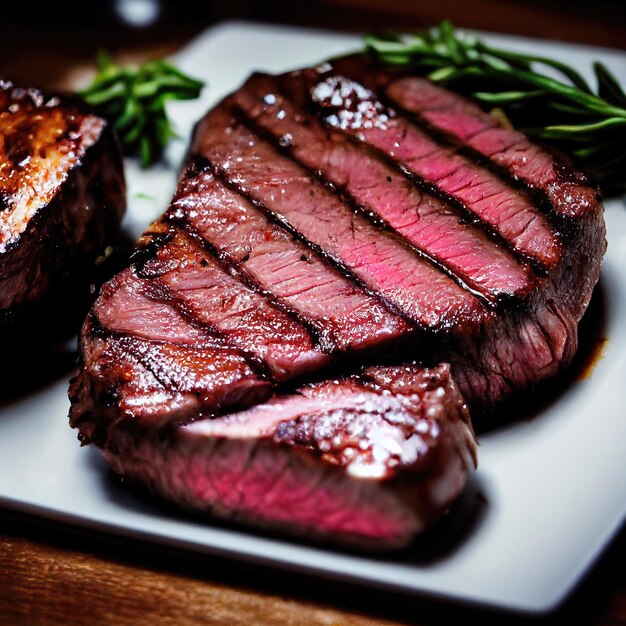 Bistecca alla griglia tenera deliziosa su un piatto