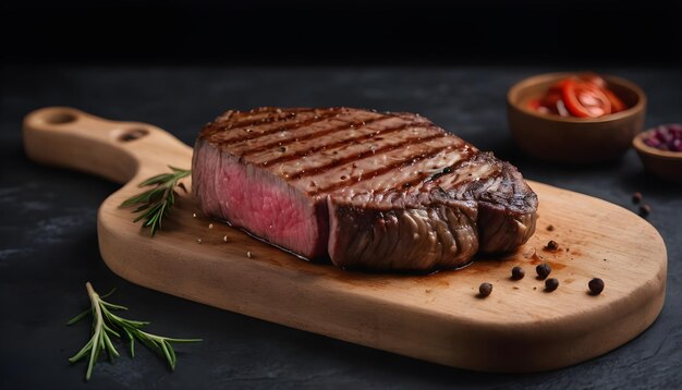 bistecca di carne su una tavola di legno