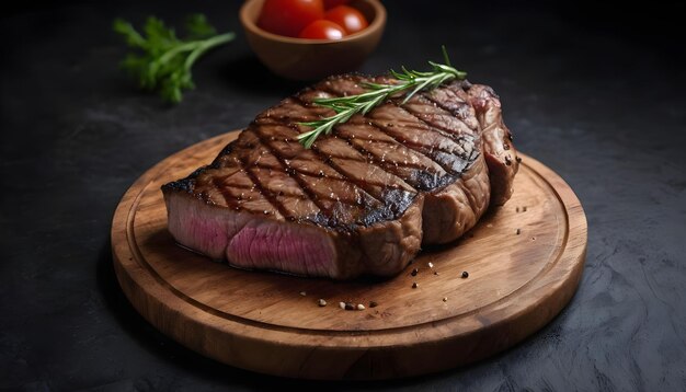 bistecca di carne su una tavola di legno