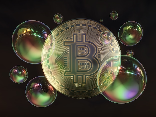 Bitcoin Bubble 3D illustrazione concept Bubble