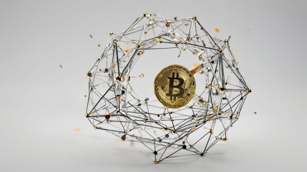 Bitcoin circondato da piccoli punti