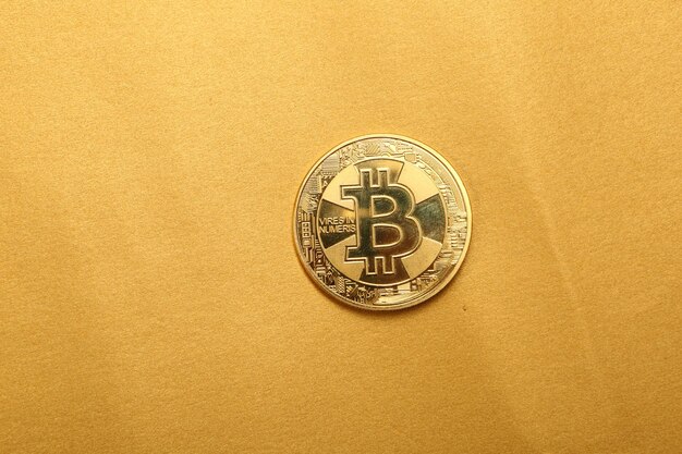 Bitcoin coin una vista in primo piano del bitcoin