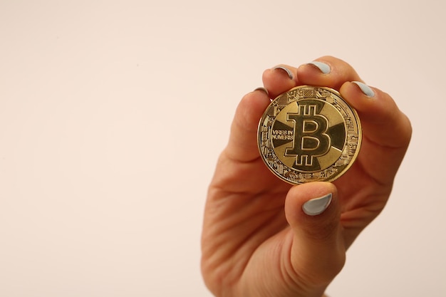 Bitcoin coin una vista ingrandita del bitcoin