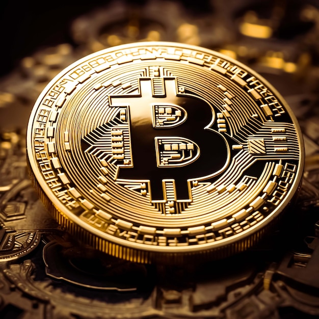 Bitcoin criptovaluta denaro digitale moneta d'oro AI immagine generata