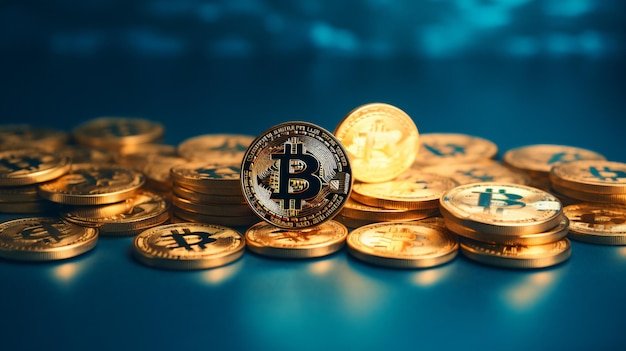 Bitcoin d'oro su superficie bianca