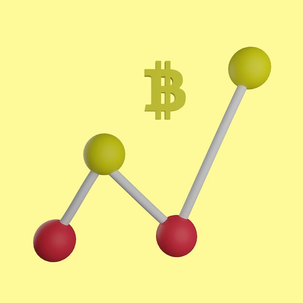 Bitcoin grafico a linee 3D in sfondo giallo
