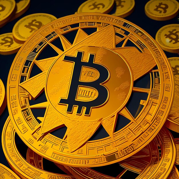 Bitcoin Moneta fisica in bit Valuta digitale Criptovaluta generata dall'intelligenza artificiale