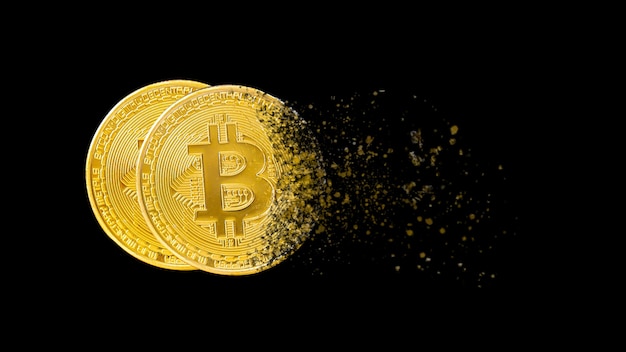 Bitcoin scompare Il crollo della criptovaluta correlato al rendering 3D concettuale