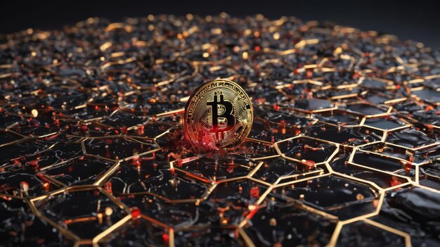 Bitcoin sulla superficie nera