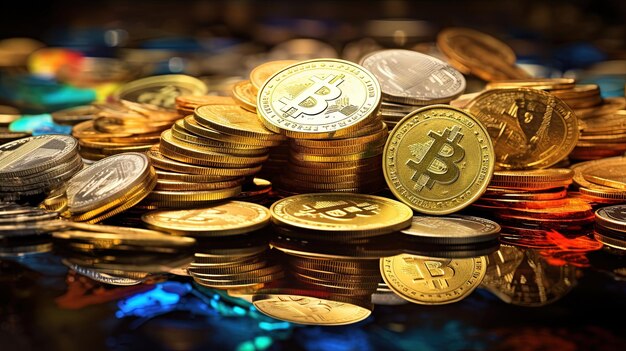 Bitcoins su un tavolo