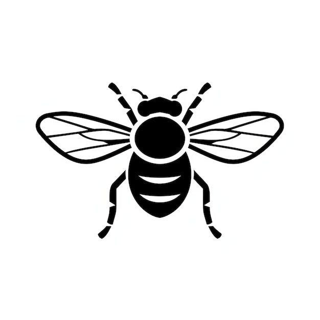 Black And White Bee Icon Manapunk Fly Vector Outline basato su stencil