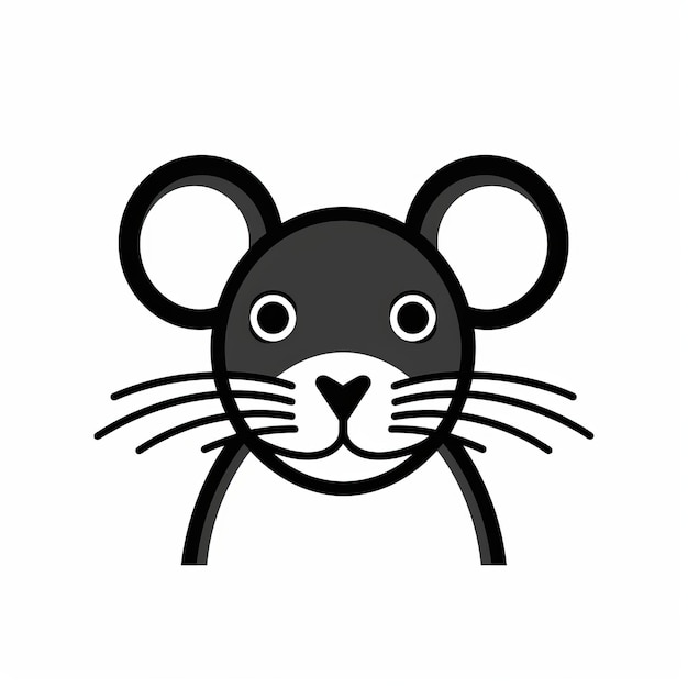 Black and White Mouse Face Icon, opera d'arte commissionata nello stile di Richard Scarry