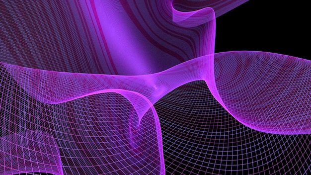 Black background motion bright purple patterns in d animation rotating around its axis