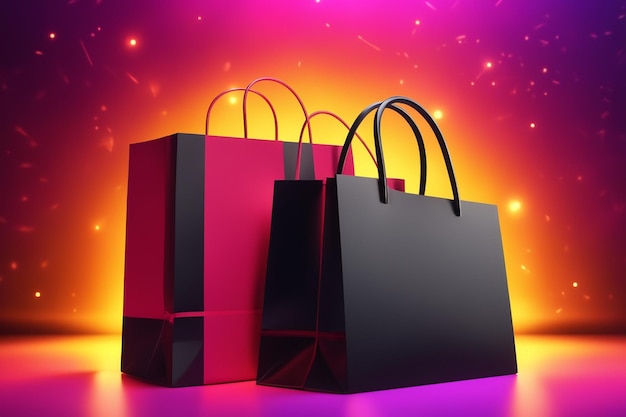 Black Friday con borsa per la spesa e confezione regalo Concetto di shopping online nel Black Friday