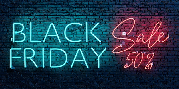 BLACK FRIDAY SALE 50 percento insegna al neon