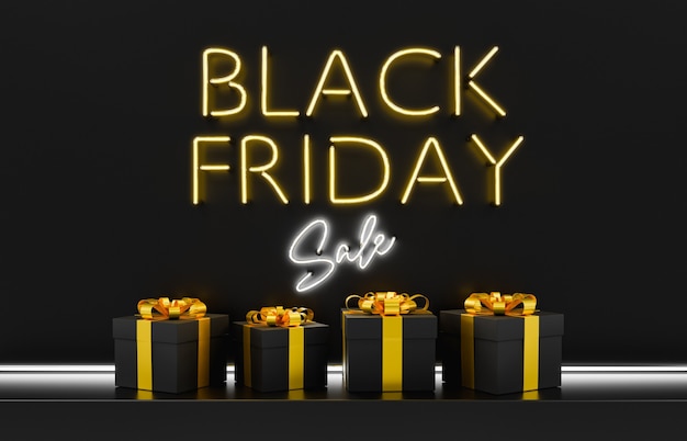 BLACK FRIDAY SALE insegna al neon con regali