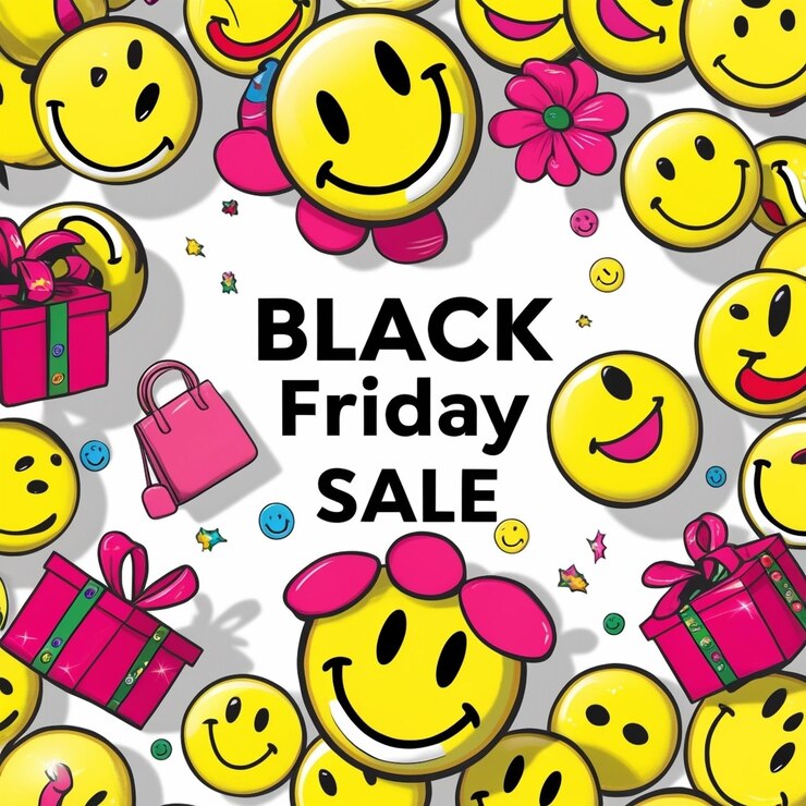 Photo black friday sale smileys gifts and pink accessories excite shoppers