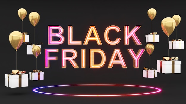 Black Friday su sfondo nero e una confezione regalo dorata celebrazione del festivalclearance