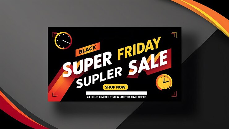 Foto black friday super sale banner di offerta a tempo limitato