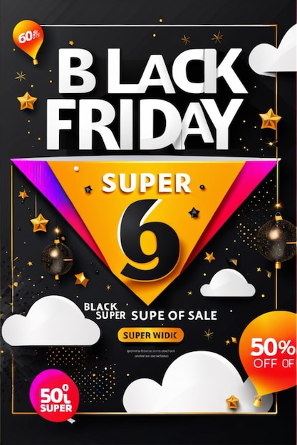 Black Friday super vendita modello di banner social media pulito altamente dettagliato