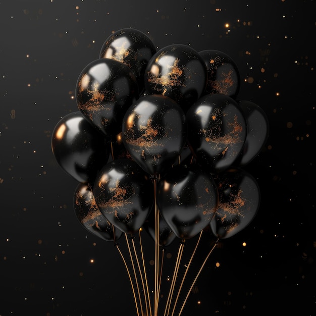 Black Gold Balloon Mockup Black Friday Banner Balloons Texture Sfondio con spazio di copia