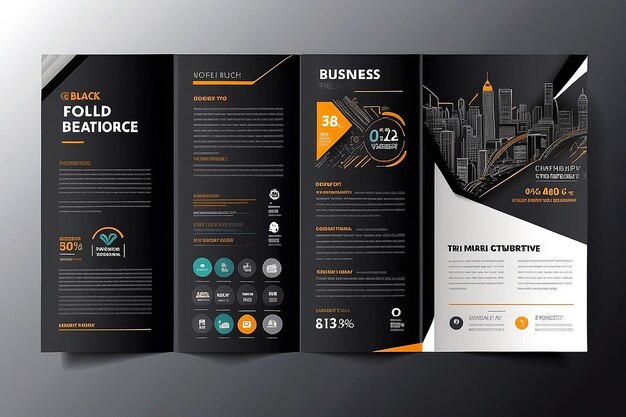 Black trifold business brochure Vector moderno trifold brochure design template Black Friday