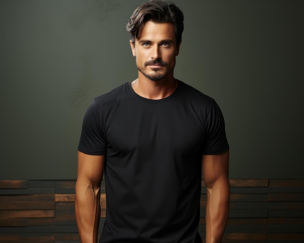 Black TShirt Mockup sul modello generato dall'AI