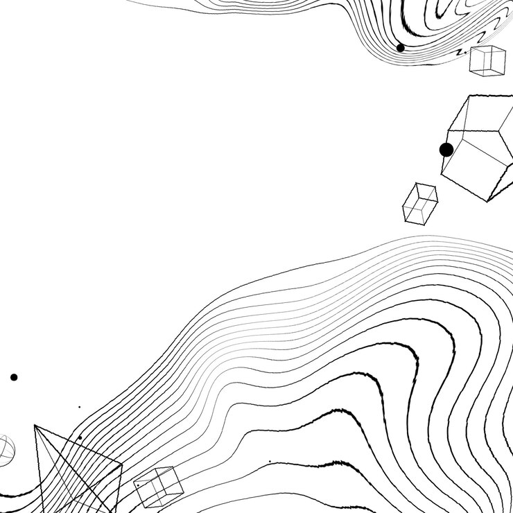 Photo black wireframe wave with geometric shapes background design element