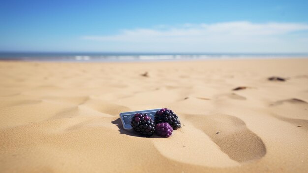 Blackberries Solarized On Sandy Beach Un vibrante capolavoro della Kodak Vision3