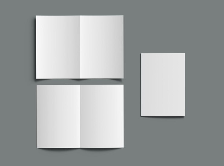 Blank A4 Half Sheet Fold brochure 3d render per presentare il tuo design
