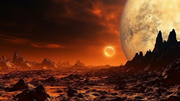 Blaze Exoplanetary Terrain Hot Sun in un'altra galassia