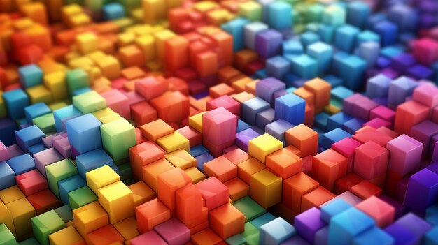 Blocchi e cubo sfondo arcobaleno astratto Generativo Ai