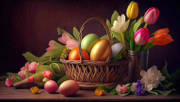 Bloom and Eggceptional Beauty Festive Easter Decorations ai generate