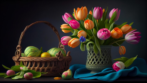 Bloom and Eggceptional Beauty Festive Easter Decorations ai generate