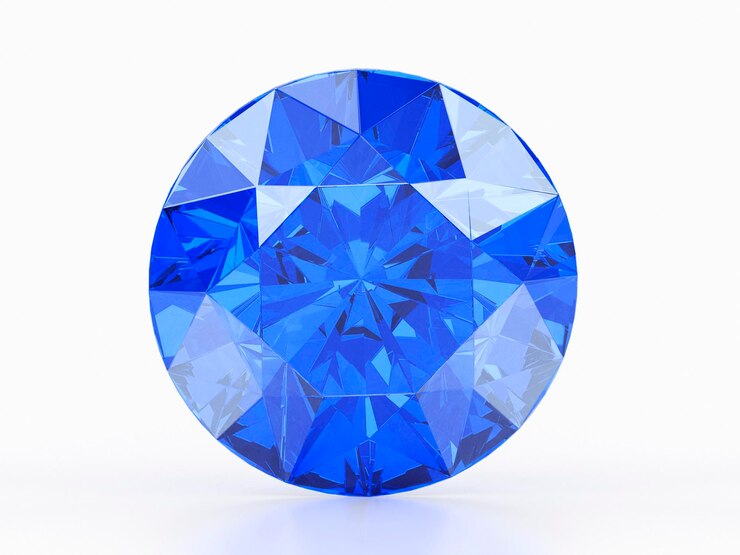 Foto blu diamante abbagliante su sfondo bianco