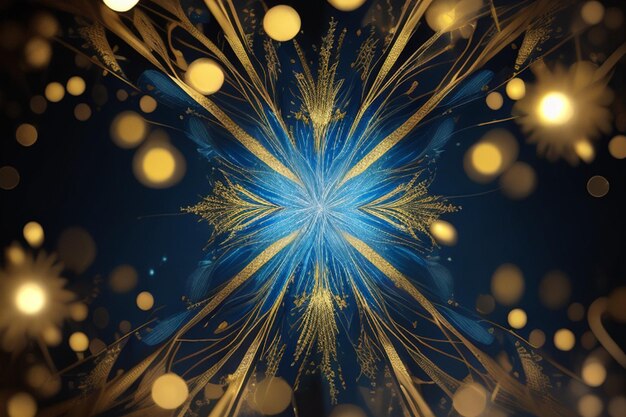 Blu e oro Sfondo astratto e bokeh di Capodanno AI generativ