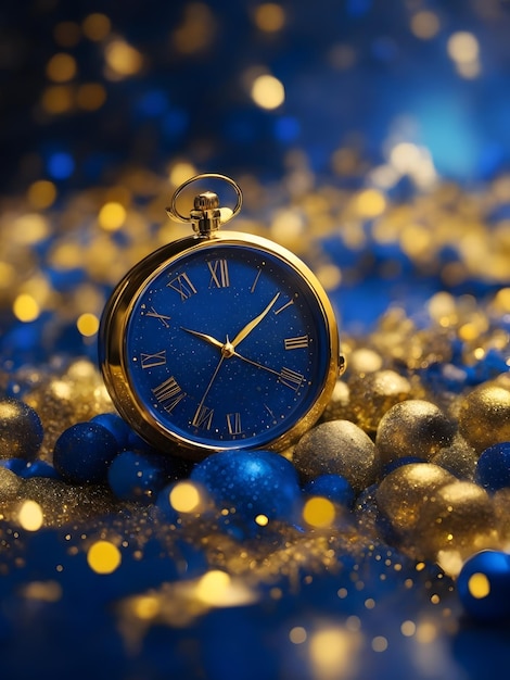 Blu e oro Sfondo astratto e bokeh di Capodanno