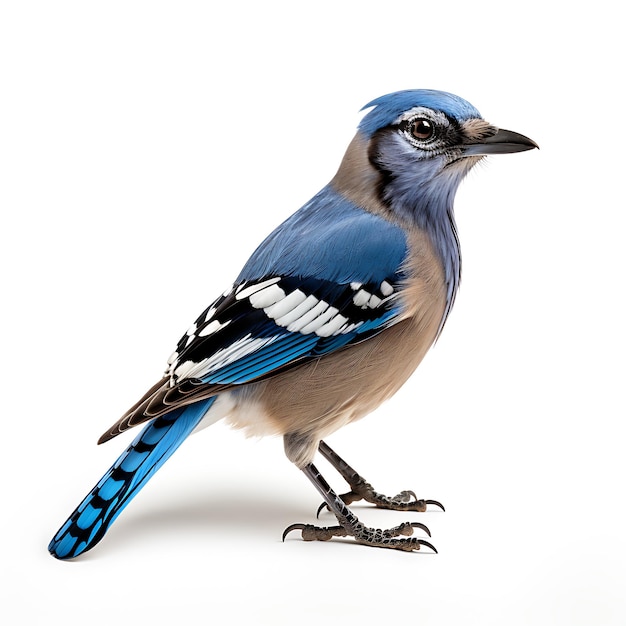 Blu Jay Bird su sfondo bianco