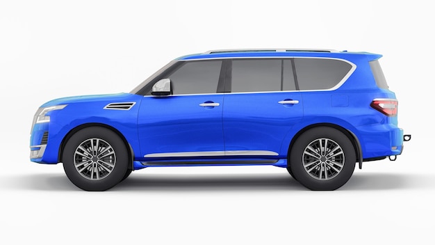 Blu Premium Family SUV auto isolata su sfondo bianco rendering 3d