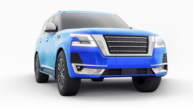 Blu Premium Family SUV auto isolata su sfondo bianco rendering 3d