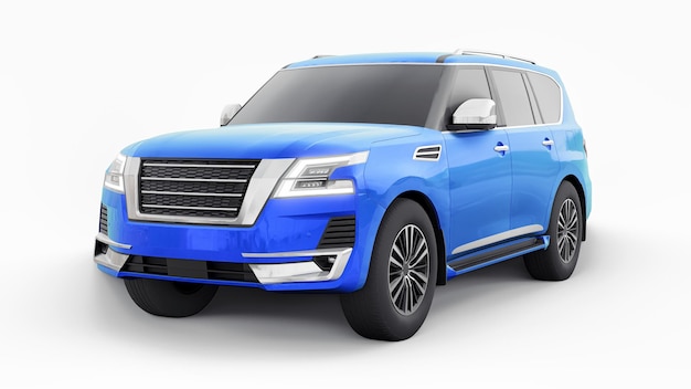 Blu Premium Family SUV auto isolata su sfondo bianco rendering 3d