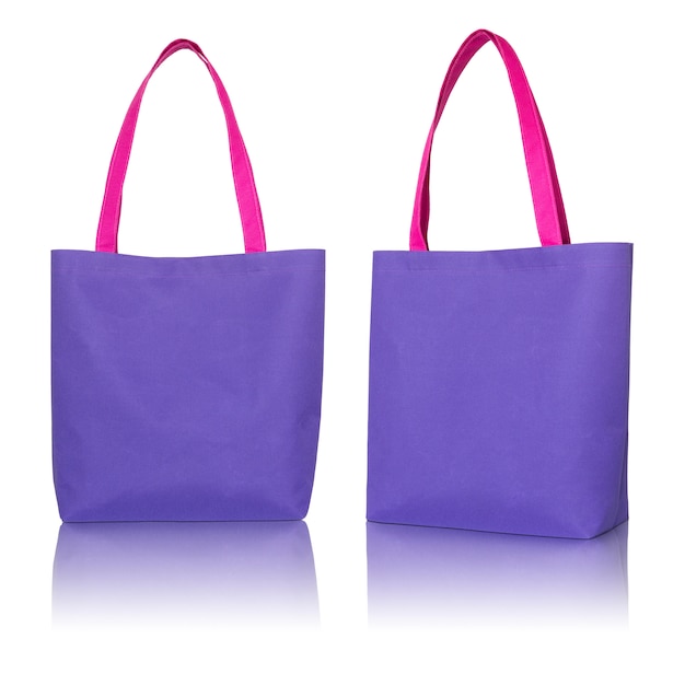 blu shopping bag di tessuto su sfondo bianco