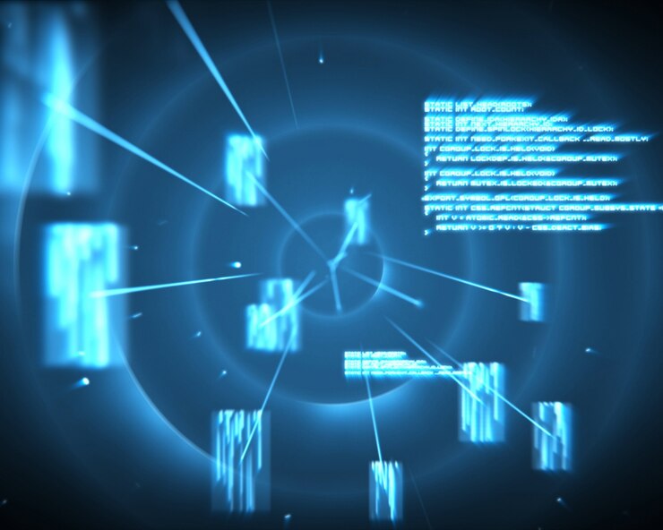 Photo blue circles with silhouettes