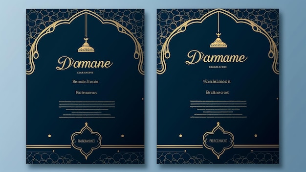 Blue gold in stile islamico ramadan kareem biglietto di auguri background banner e social media story temp