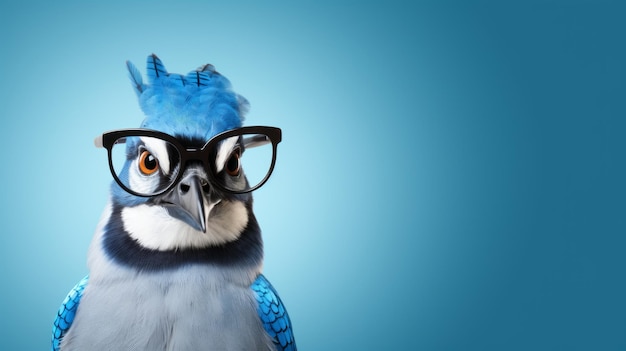 Blue Jay con gli occhiali un personaggio affascinante in stile Pigeoncore