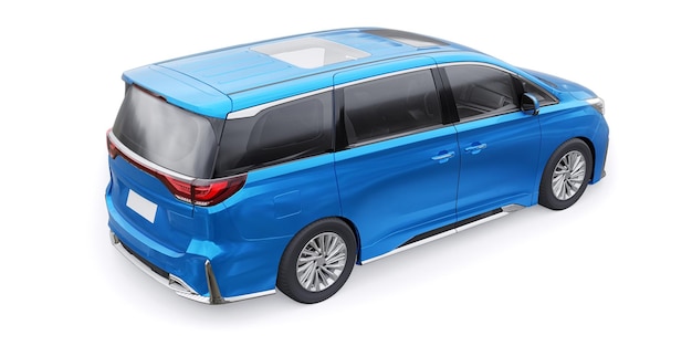 Blue Minivan famiglia city car Premium Business Car 3D illustrazione