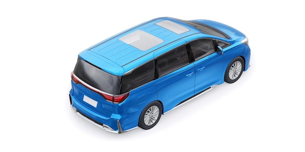 Blue Minivan famiglia city car Premium Business Car 3D illustrazione