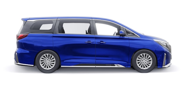 Blue Minivan famiglia city car Premium Business Car 3D illustrazione