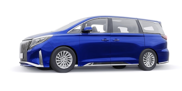 Blue Minivan famiglia city car Premium Business Car 3D illustrazione