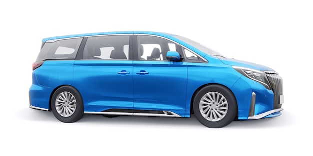 Blue Minivan famiglia city car Premium Business Car 3D illustrazione